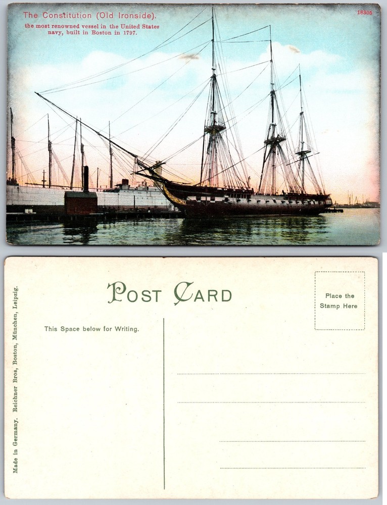 USS Constitution Old Ironsides Boston MA Postcard