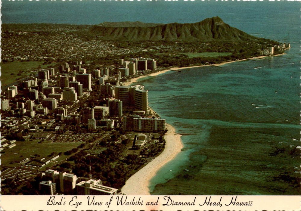 Waikiki, Diamond Head, Hawaii, Panorama Air Tour, Island of Oahu, Fort Postcard