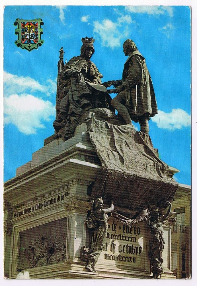 Postcard Granada Spain Monument To Isabel Catolica & Christobal Columbus