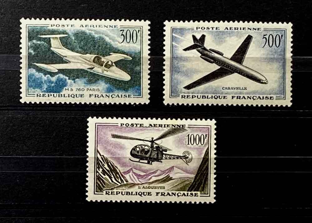 France: 1957-9 Stamps Unused Airmail Set Scot T#C34-6 Cv $88 Sound