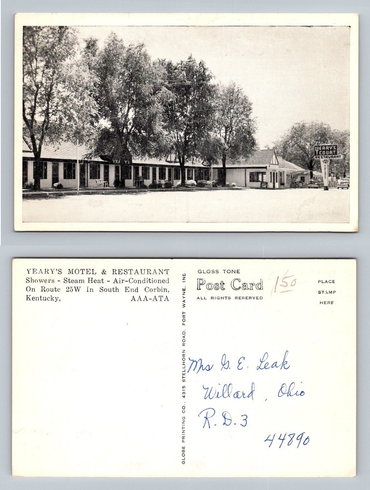 Corbin, KY-Kentucky, Yeary's Motel & Restaurant Route 25W Vintage Postcard