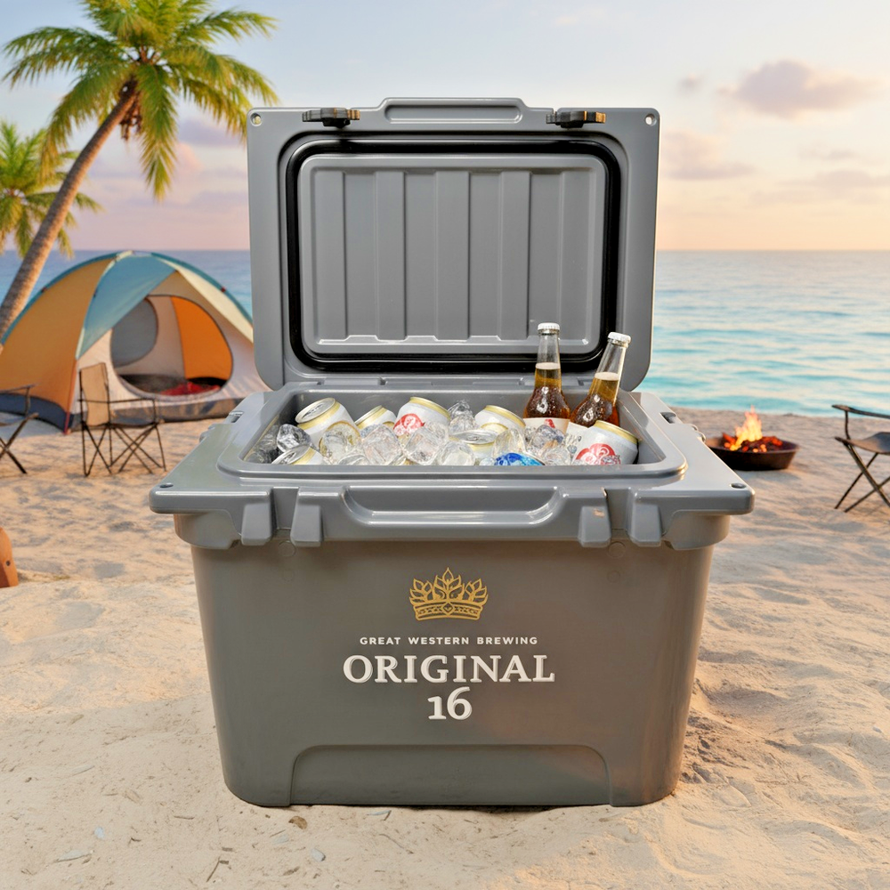 20L Rigid Plastic Cooler, Heavy-Duty Insulated Ice Chest for Camping with Drain