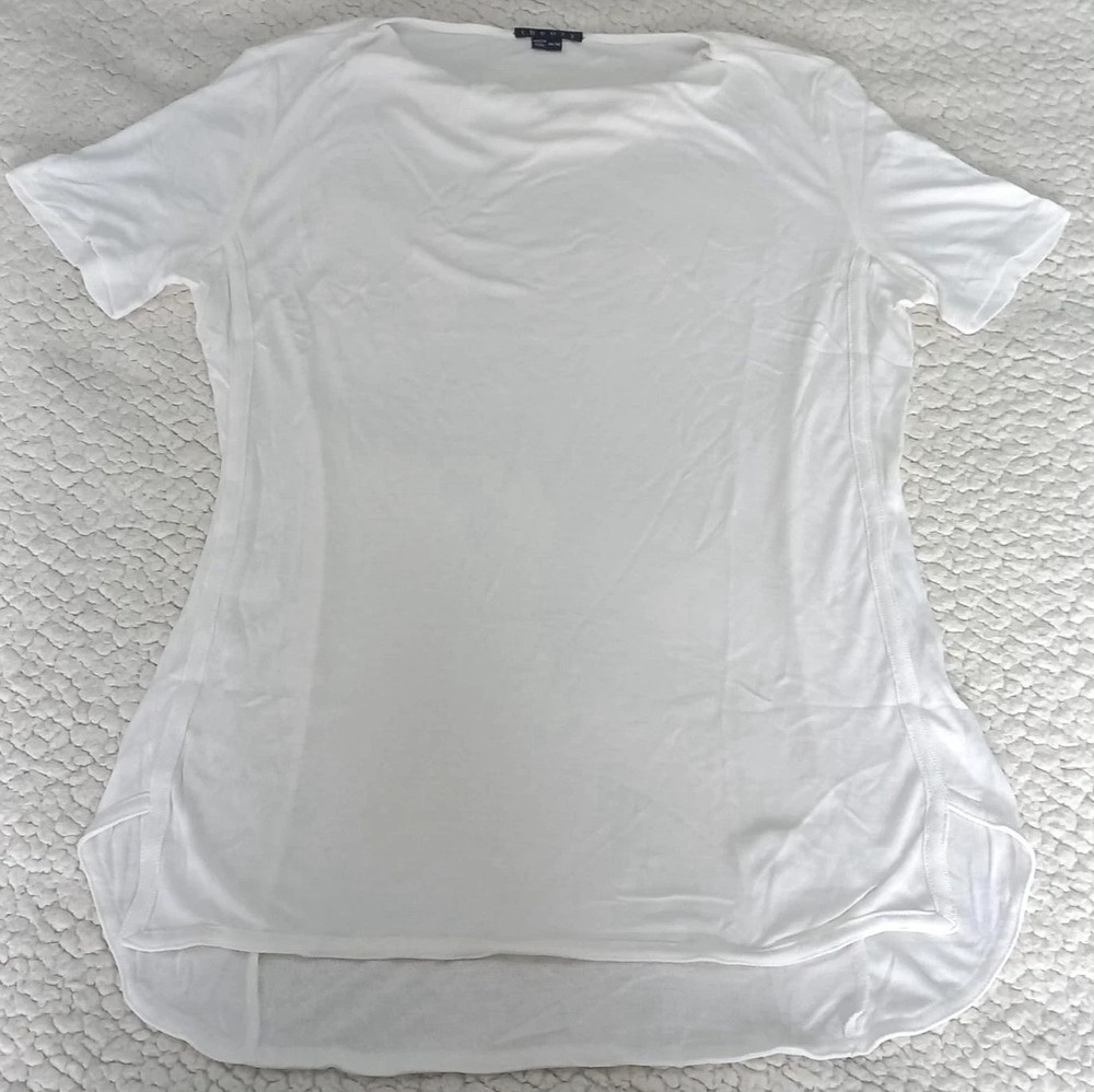 Theory Womens Short Sleeve Scoop Neck Pullover Top White Size Medium NWOT