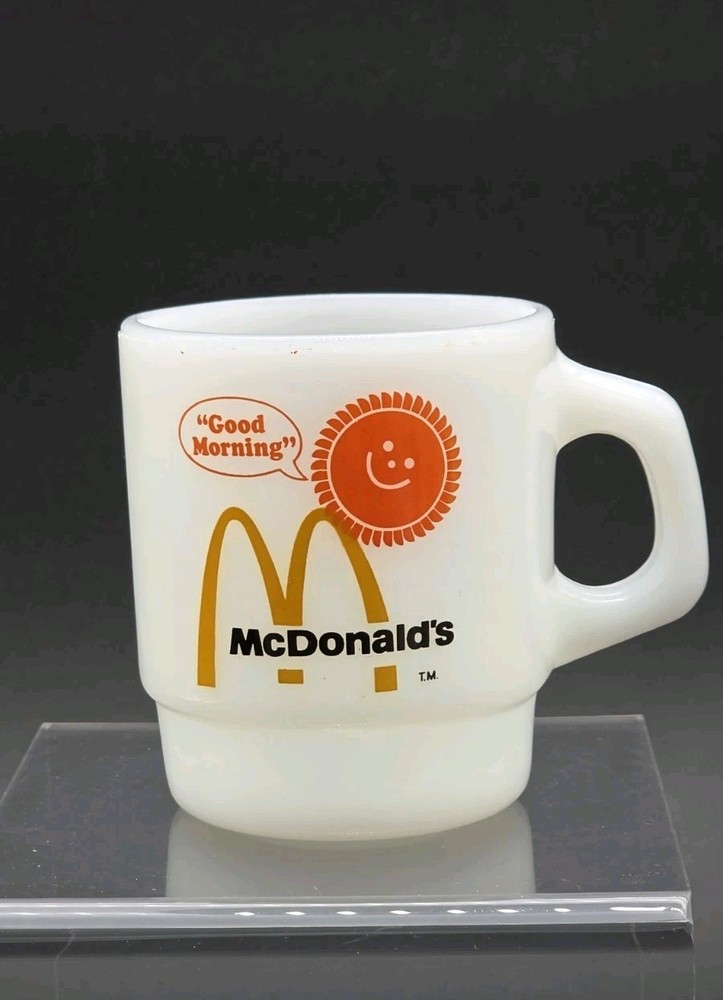Vintage McDONALD'S Milk Glass Mug White Anchor Hocking Fire King Coffee Cup USA