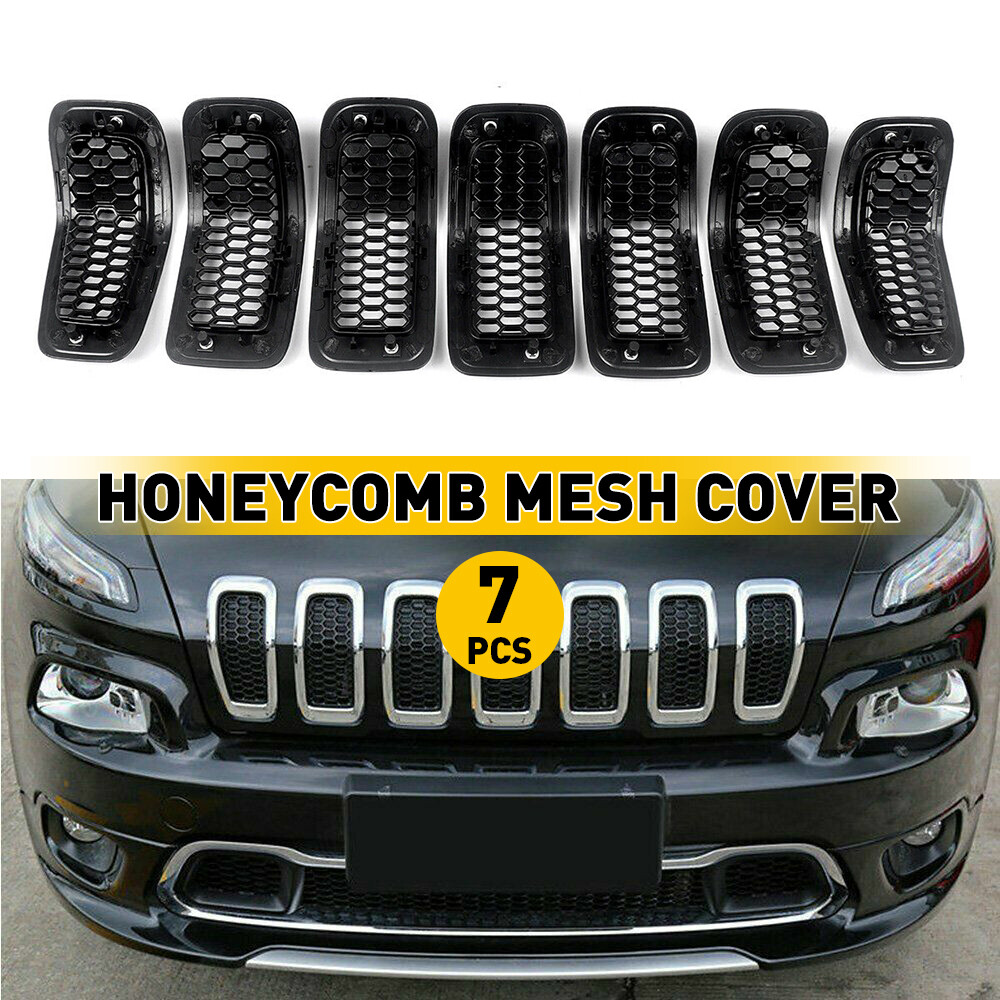 Fits 2014-18 Jeep Cherokee Front Grille Insert Trim Chrome Hood Honeycomb Mesh