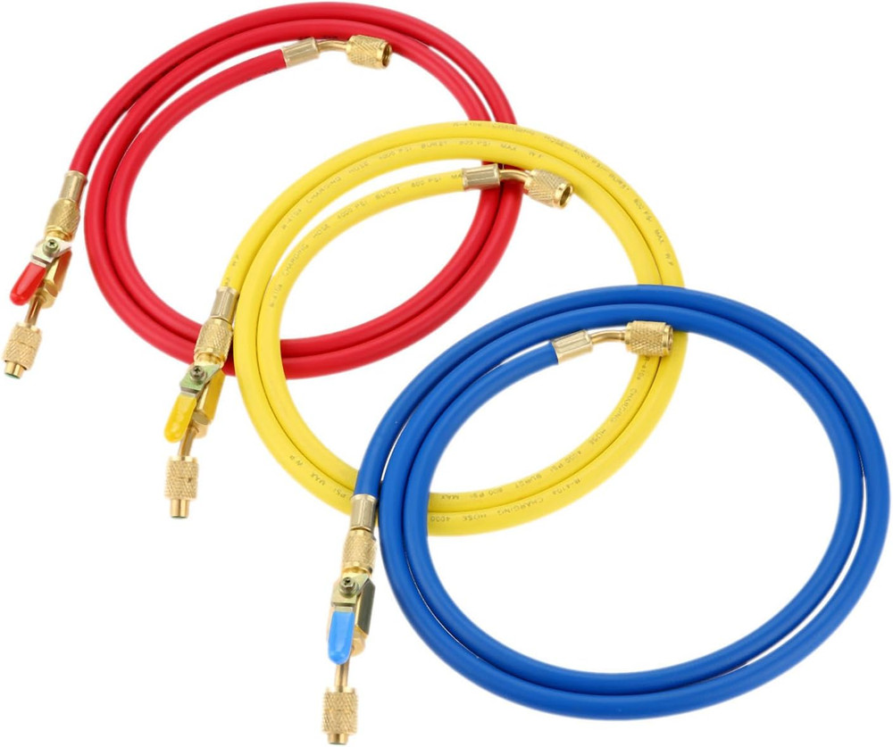 Refrigerant A/C Charging Hoses with Ball Valves, 3-Color 60