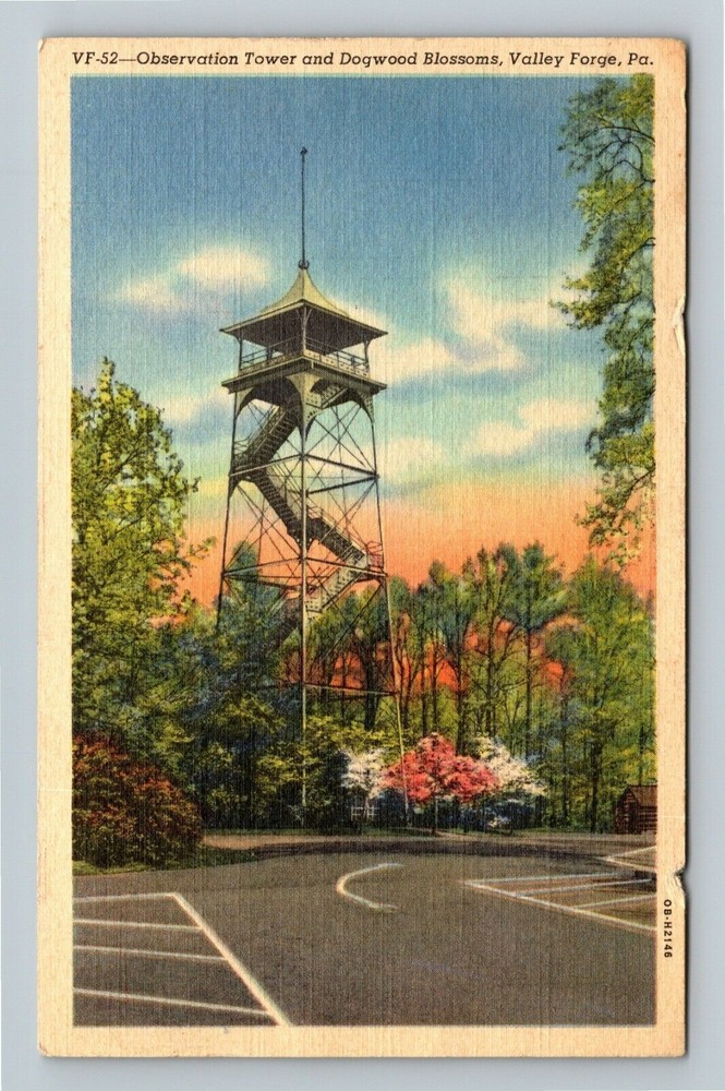 Valley Forge PA-Pennsylvania, Observation Tower, Vintage Postcard