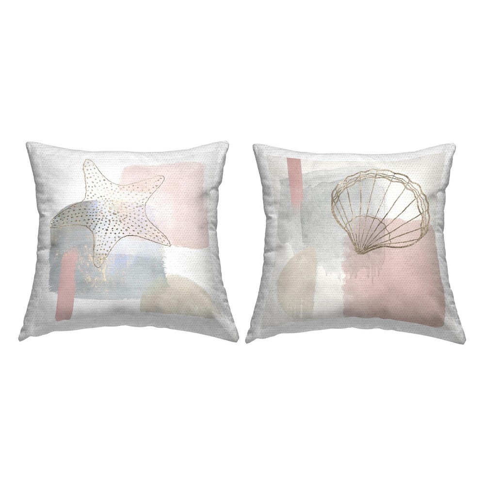 Pastel Sea Life Collage 18x18 Pink Outdoor Printed Pillow