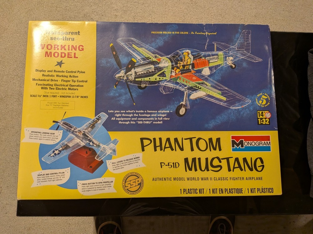 Monogram Classics Phantom P-51D Mustang Transparent Model # 85-0067- New