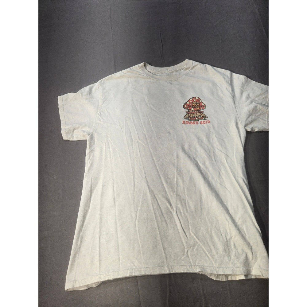 Killer Acid Mushrooms Are My Friends Graphic T-Shirt Cream Mens Med Streetwear