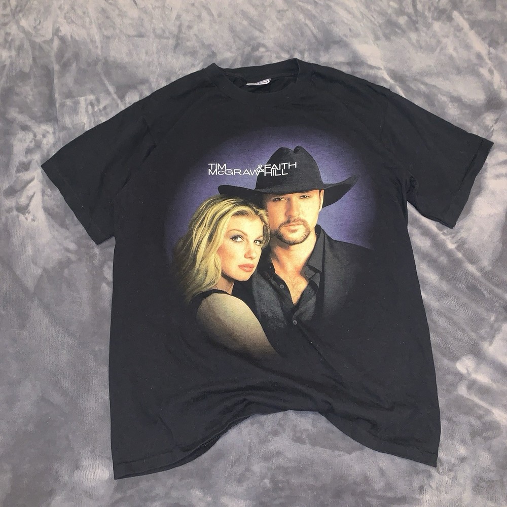Tim McGraw & Faith Hill 2000 Vintage Concert Soul Tour Graphic Black Tee Size XL