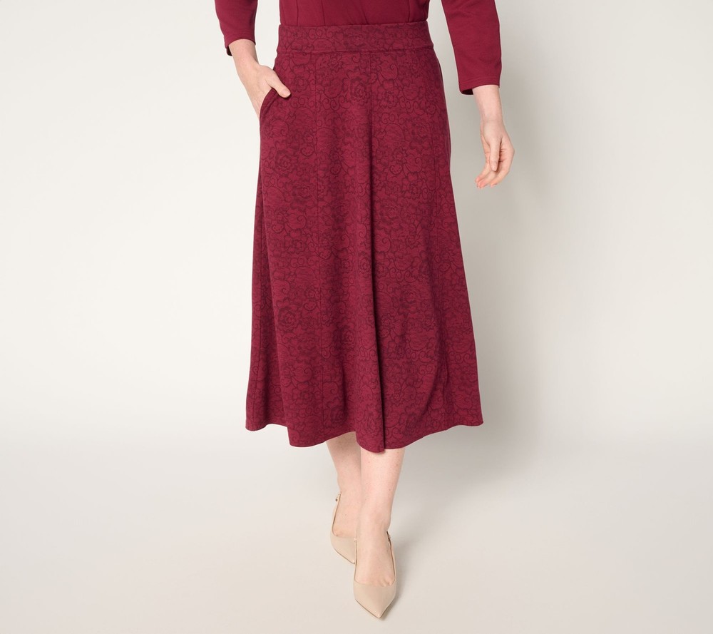 SUNNYLiFE Women's Skirt Sz XL Silky Ponte Midi Red A702930