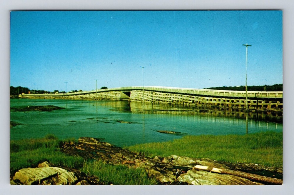 Bailey Island Bridge ME-Maine, Scenic View Of Bridge, Antique, Vintage Postcard
