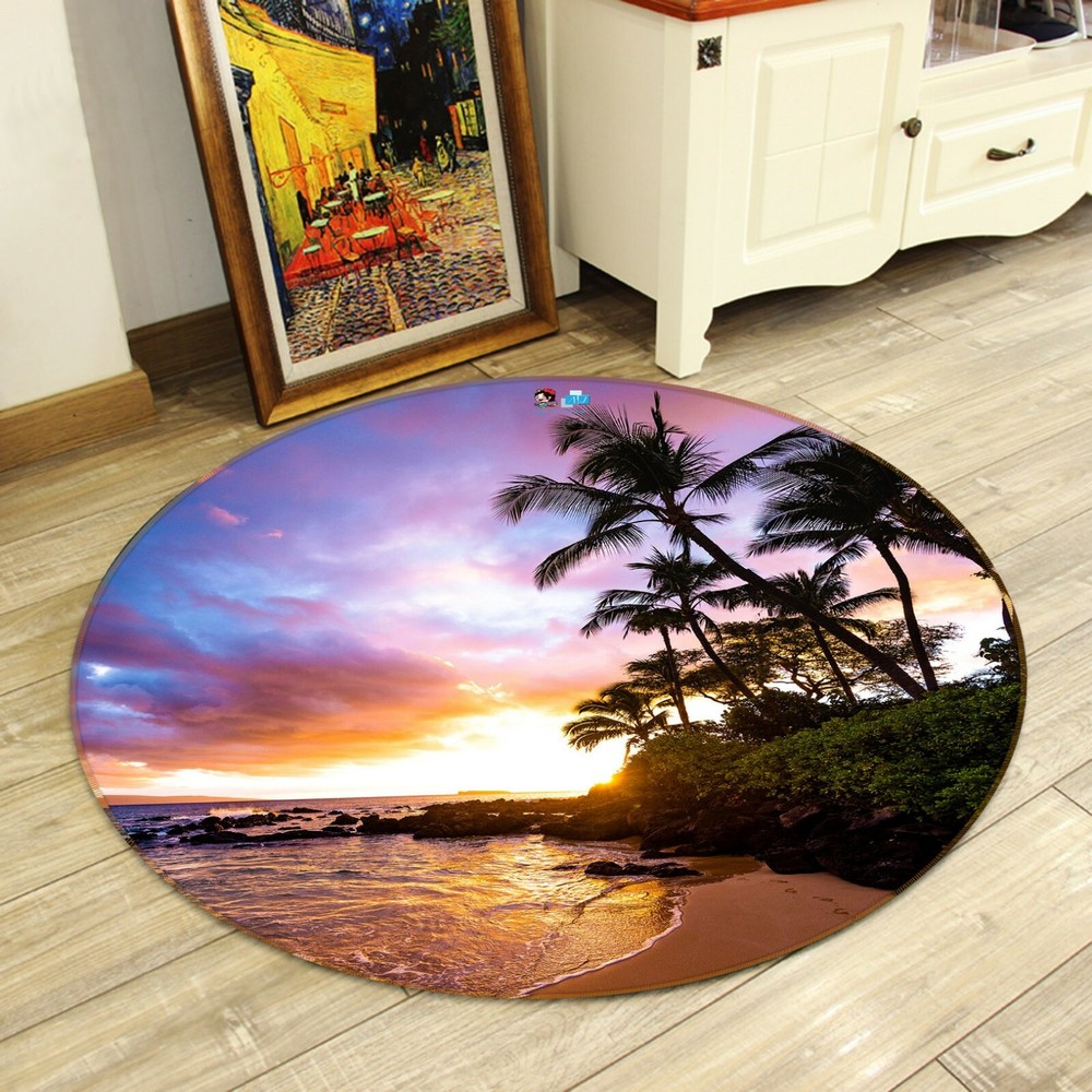 3D Sunset Coconut Tree NAO6151 Game Rug Mat Elegant Photo Carpet Mat Fay