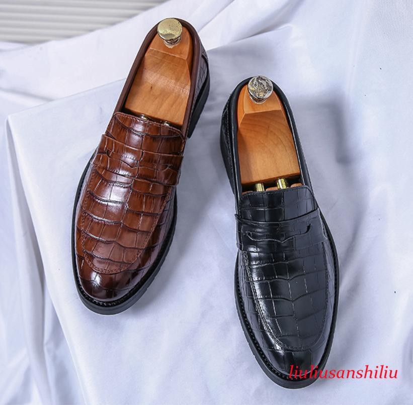 British Men's Round Toe Loafers Business Dress Formal Shoes Slip on Casual Shoes