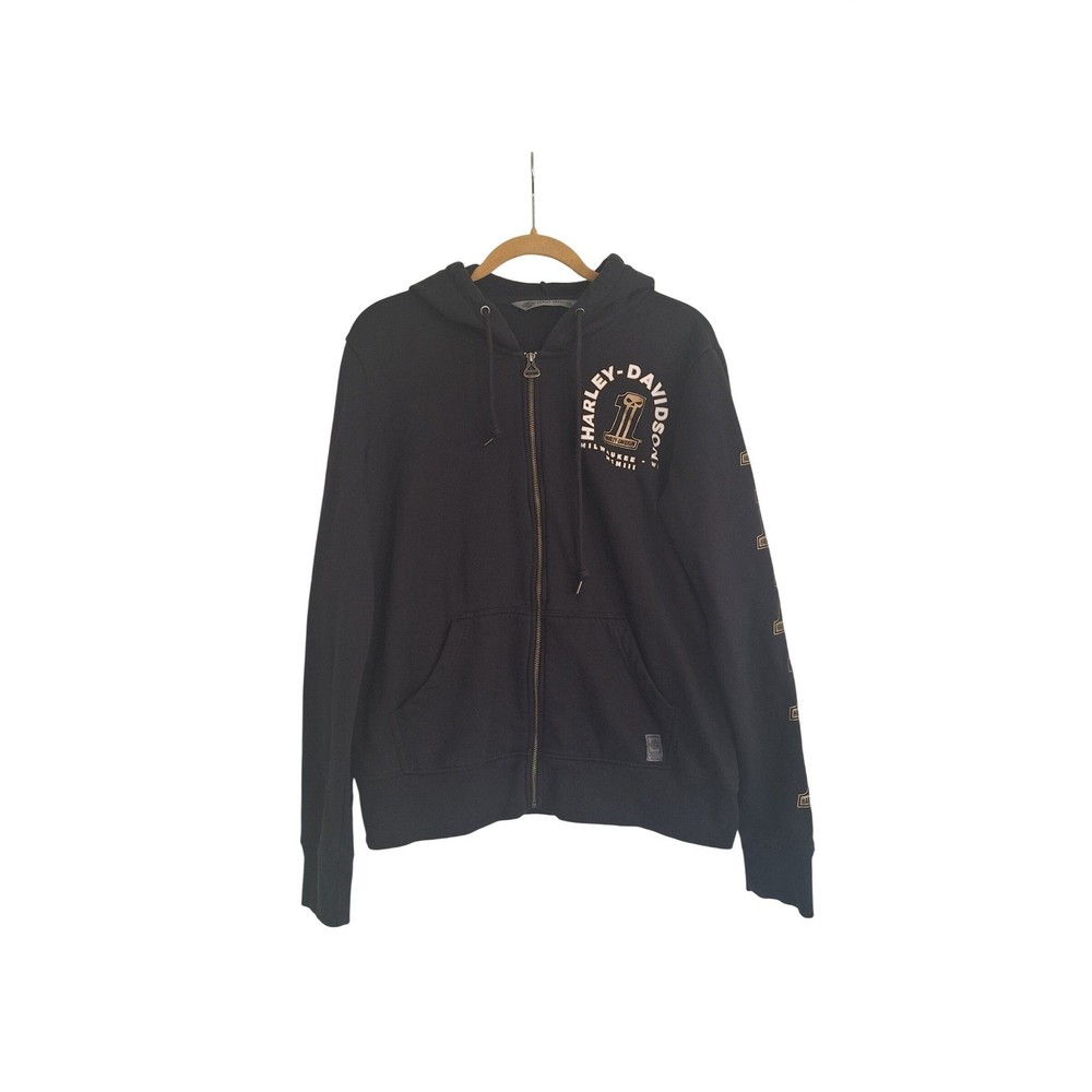 Harley-Davidson women's  black Zip-Up Fleece Hooded Sweatshirt XL
