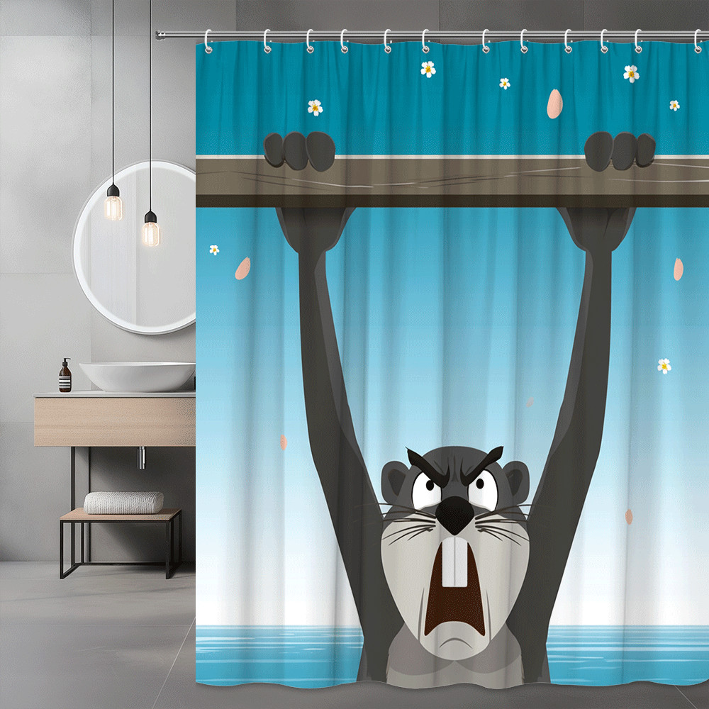 Otter Shower Curtain Cartoon Ocean Animal Graphic