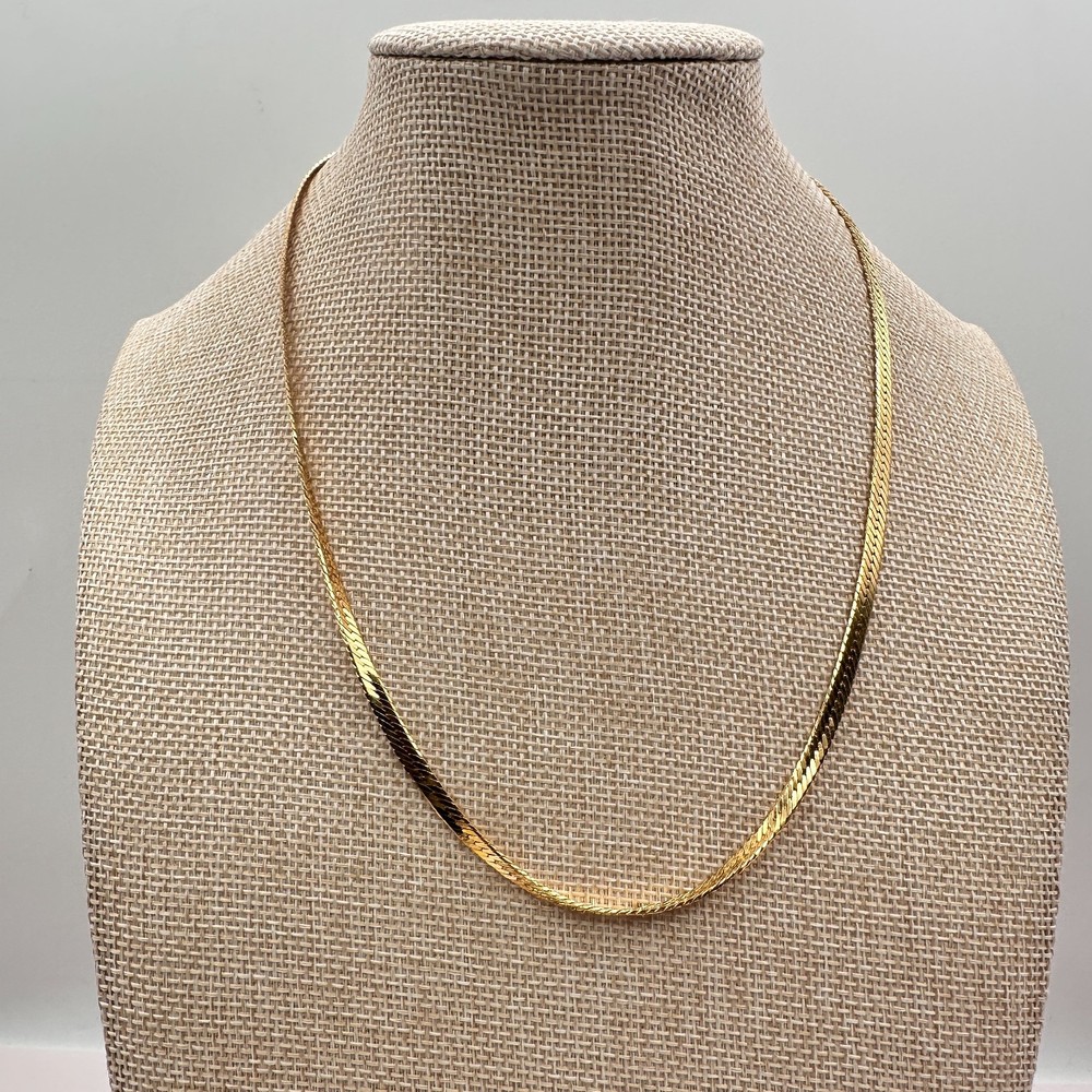 Vintage 90s Gold Tone Snake Chain Necklace Minimalist Women's Classic Jewelry