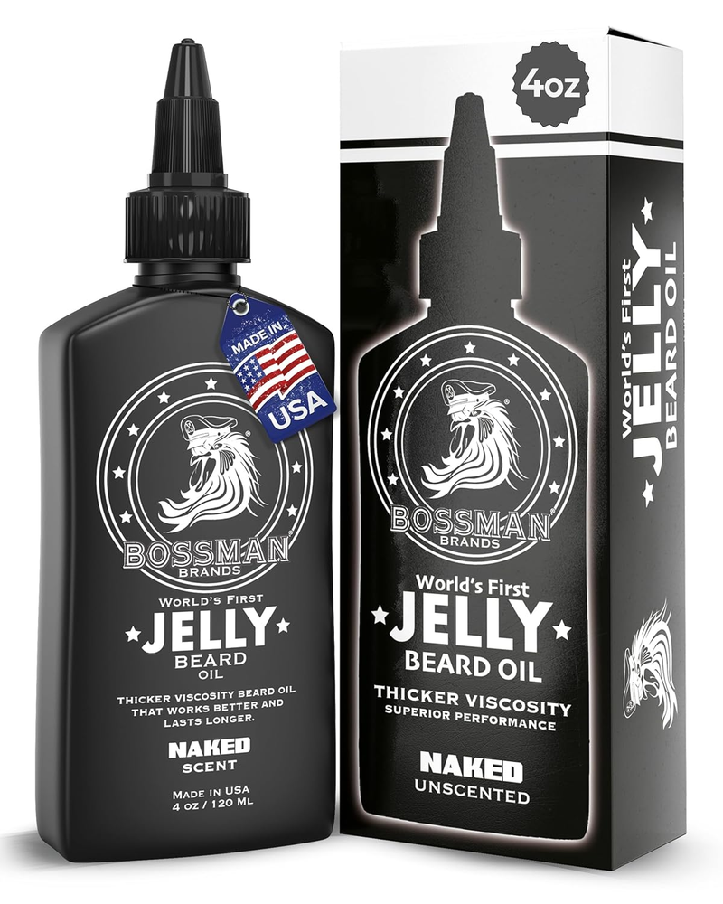Jelly Beard Oil for Men (4 Oz, Naked - Unscented) – Softens, Moisturizes & Condi