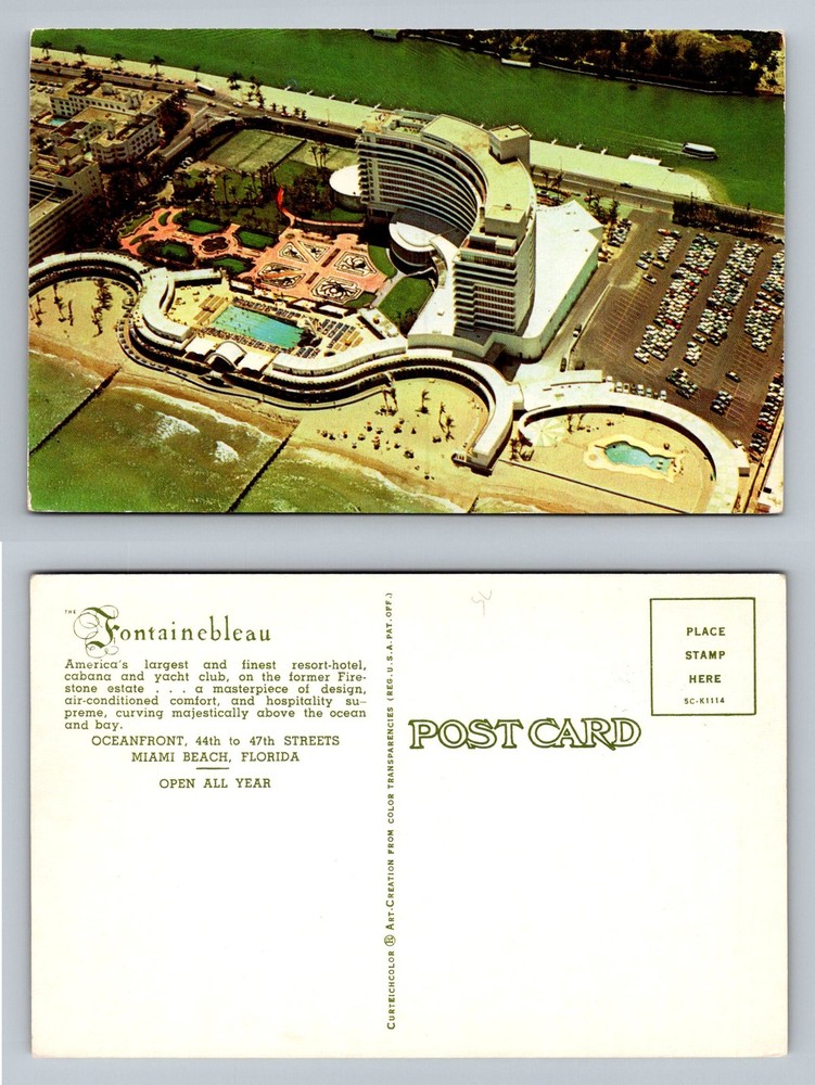 Miami Beach, FL-Florida, Fontainebleau Oceanfront Resort Hotel Vintage Postcard