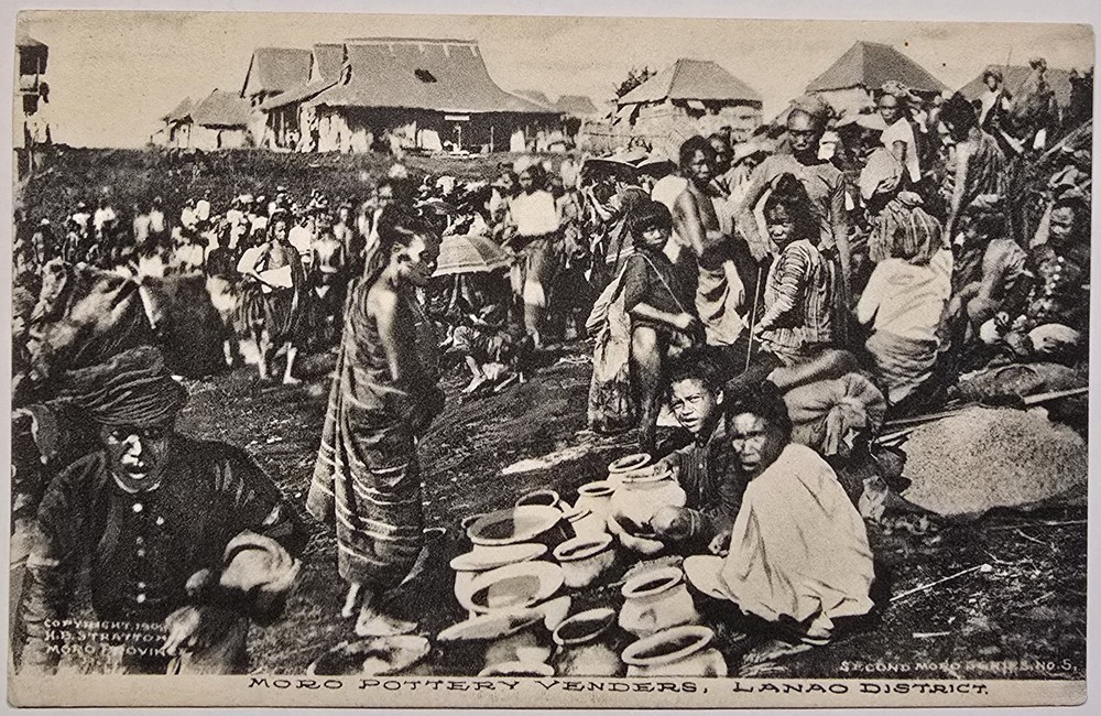 Antique Postcard 1908 Moro Pottery Venders Lanao District Philippines Stratton