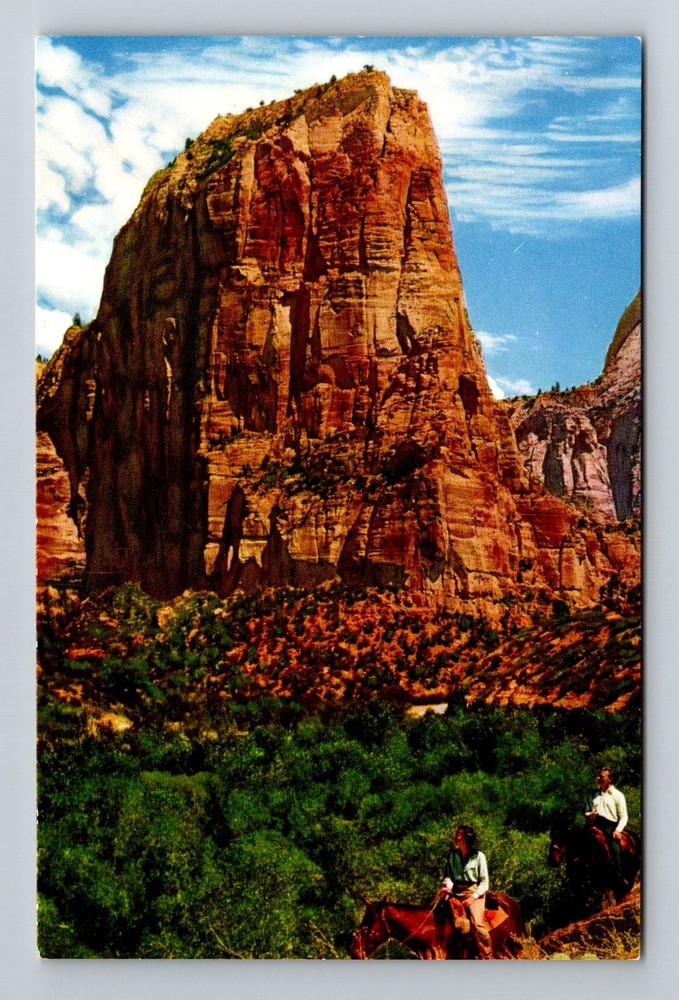 Zion National Park, UT-Utah, Angels Landing Crimson Rock Canyon Vintage Postcard