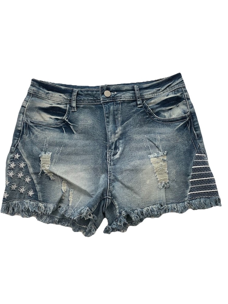Women’s Cut-off Stretch Denim Shorts Stars Stripes Sz Large