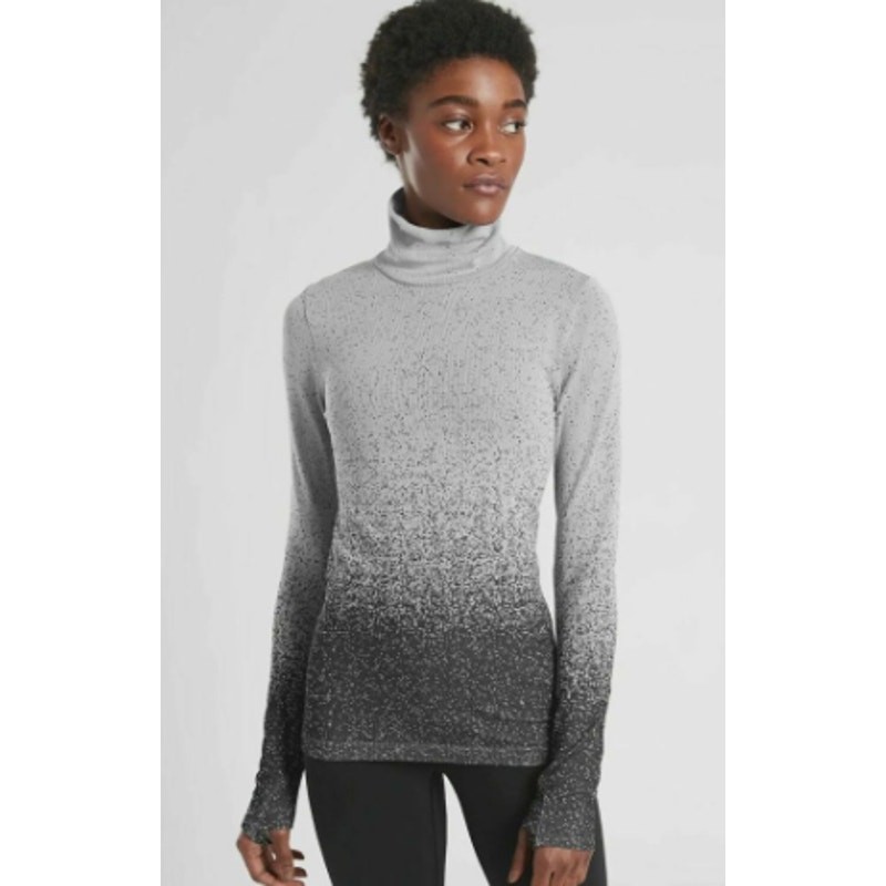 Athleta Flurry Blizzard Gradient Turtleneck Women's Medium Black Grey