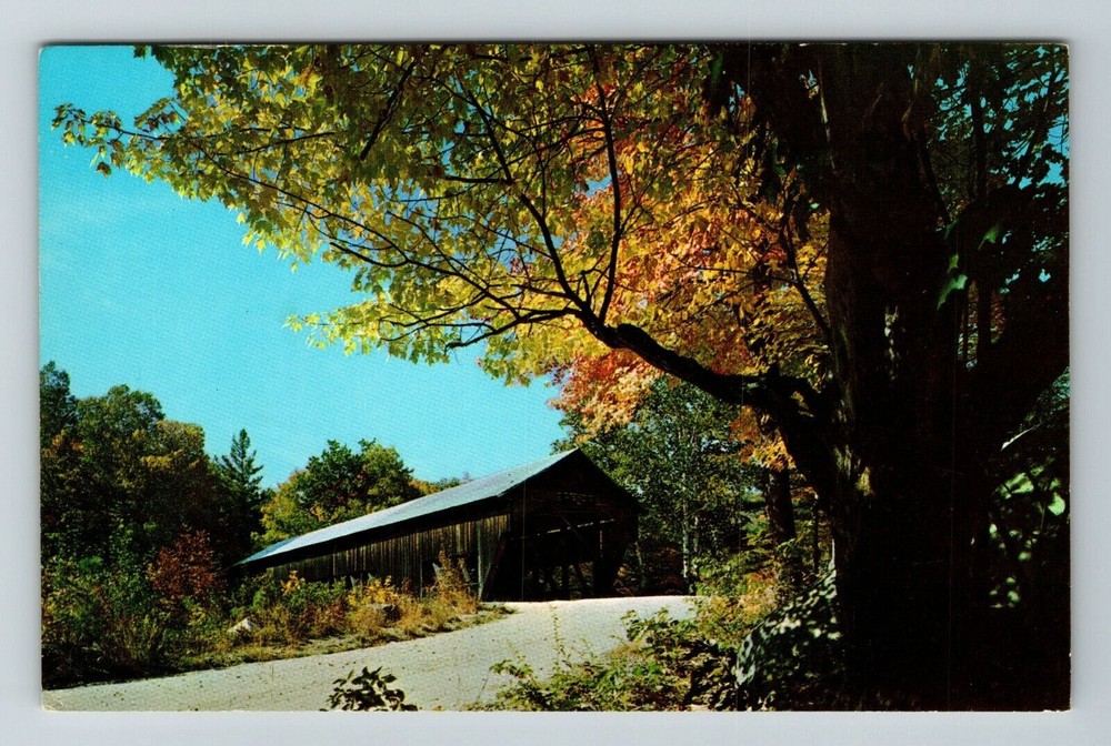White Mountain NH-New Hampshire Albany Covered Bridge Scenic Vintage Postcard