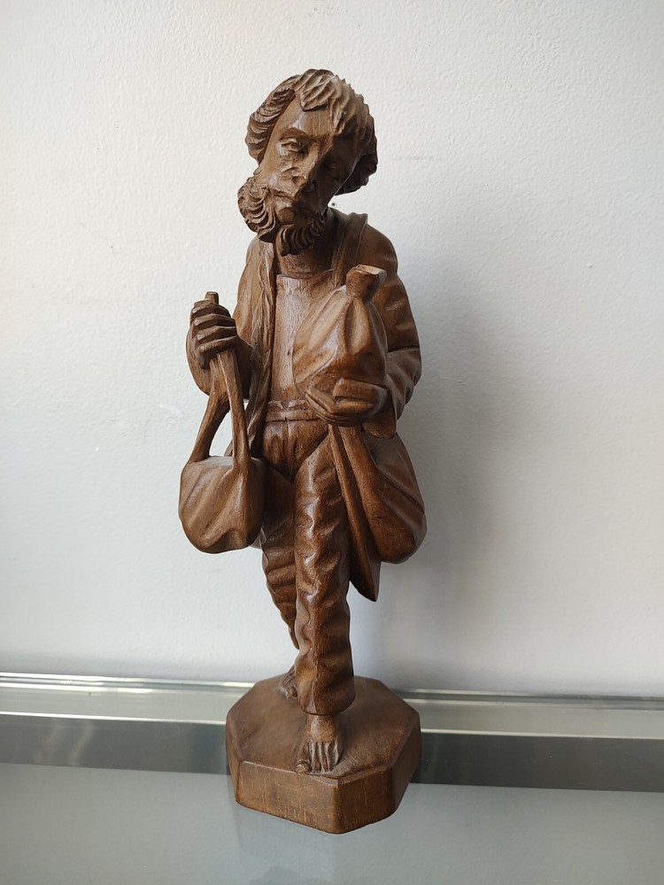 Vintage Wood carved statue man 11