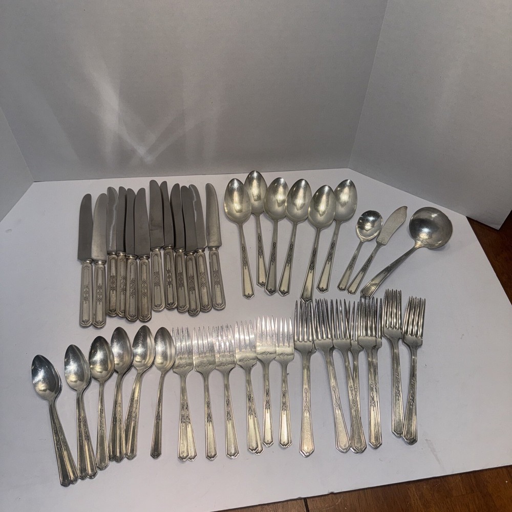 1927 Flatware MARY STUART Pattern-Tudor Plate-Oneida Community, 56 Pcs
