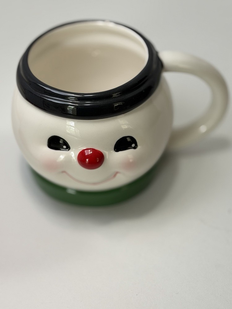 20oz Snowman Coffee Mug Or Soup Cup Christmas Holiday Ceramic Used Good Condtn