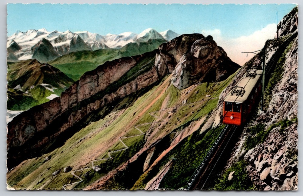 Switzerland Lucerne Pilatusbahn Rack Railway Bernese Alps Postcard
