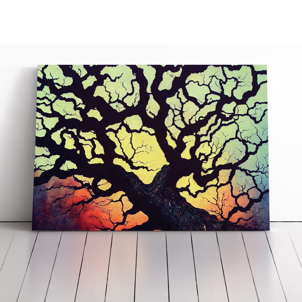 Elegant Framed Oak Tree Canvas Wall Art for Living Room Decor