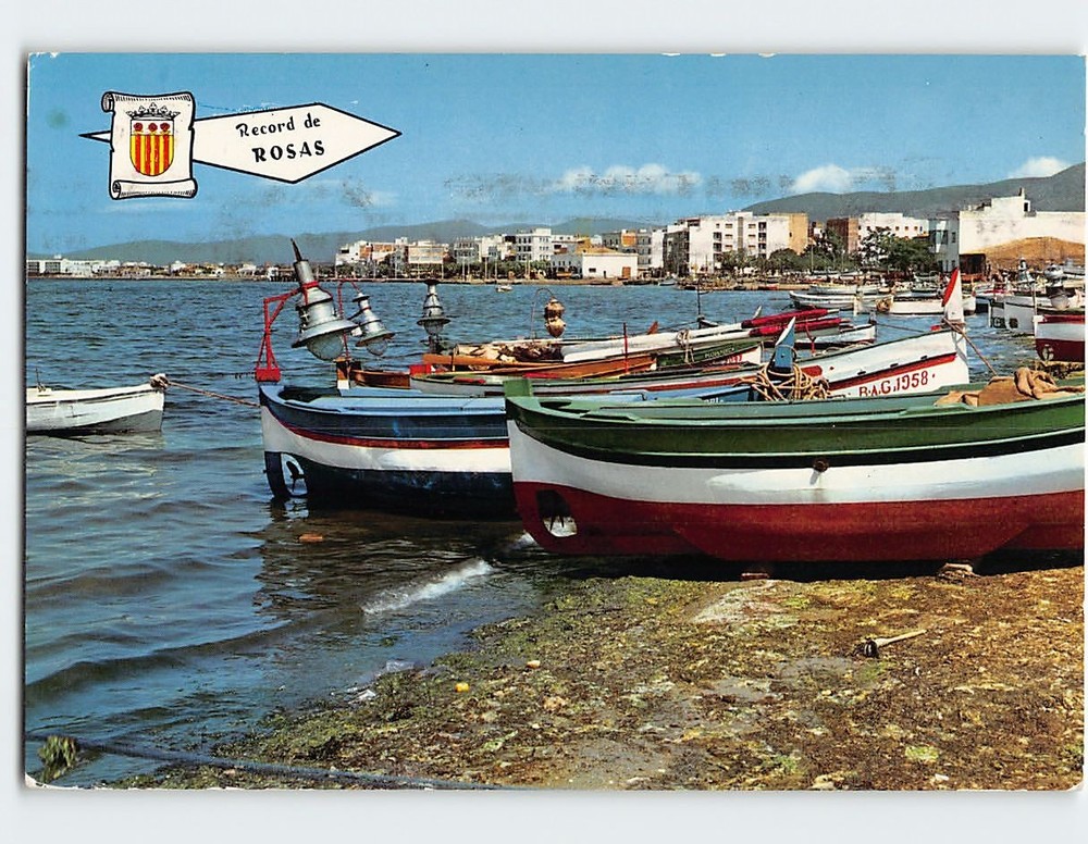 Postcard Fishing Boats Roses Costa Brava Spain