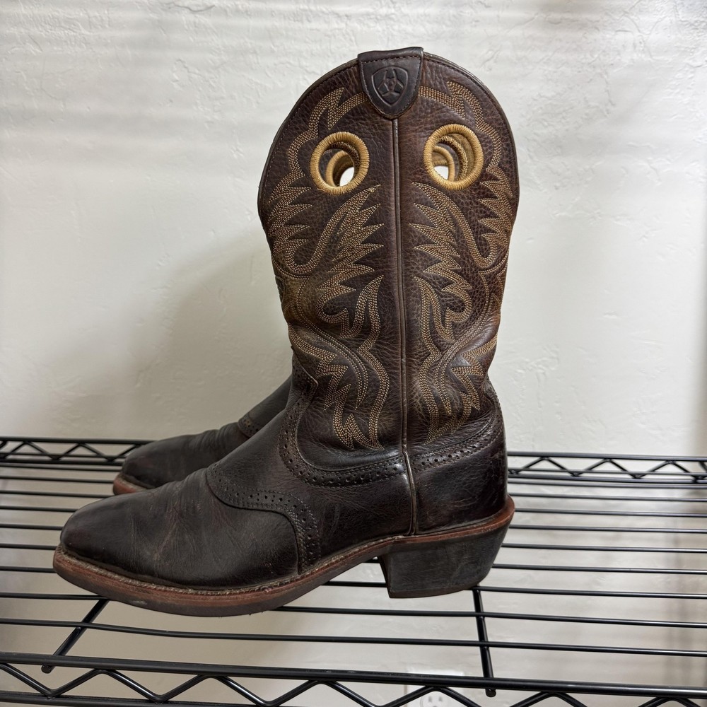 Ariat Boots Mens Size 8.5D Brown Leather Western Cowboy Square Toe Classic Rodeo