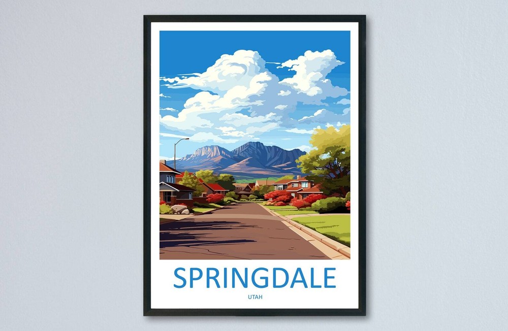 Springdale Travel Print Wall Art Springdale Wall Hanging Home Dcor Springdale