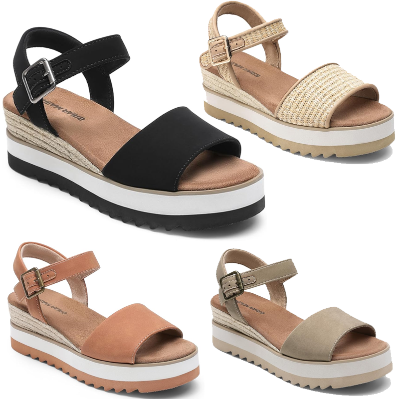 Women Casual Platform Sandals Ankle Strap Open Toe Espadrille Wedge Sandals