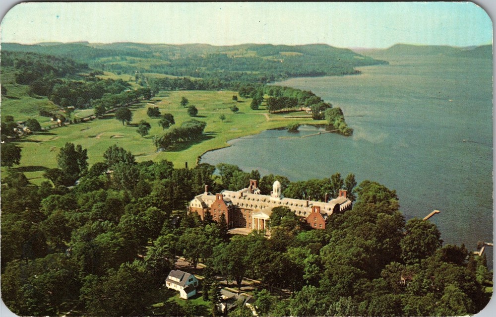 Cooperstown NY-New York, Otesaga Hotel, Aerial View, Vintage Postcard