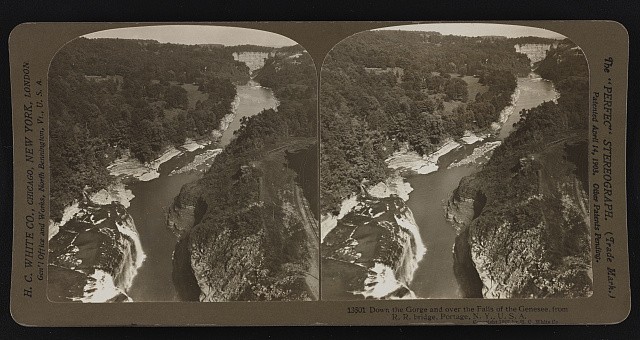 Photo:Portage New York USA 1907 Genesee Falls Gorge Railroad Bridge