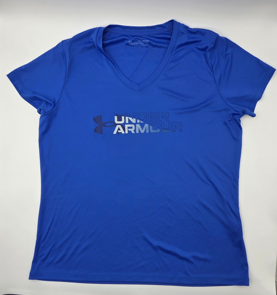 Under Armour, sports t-shirt, HeatGear, loose fit, blue, women's, size XXL