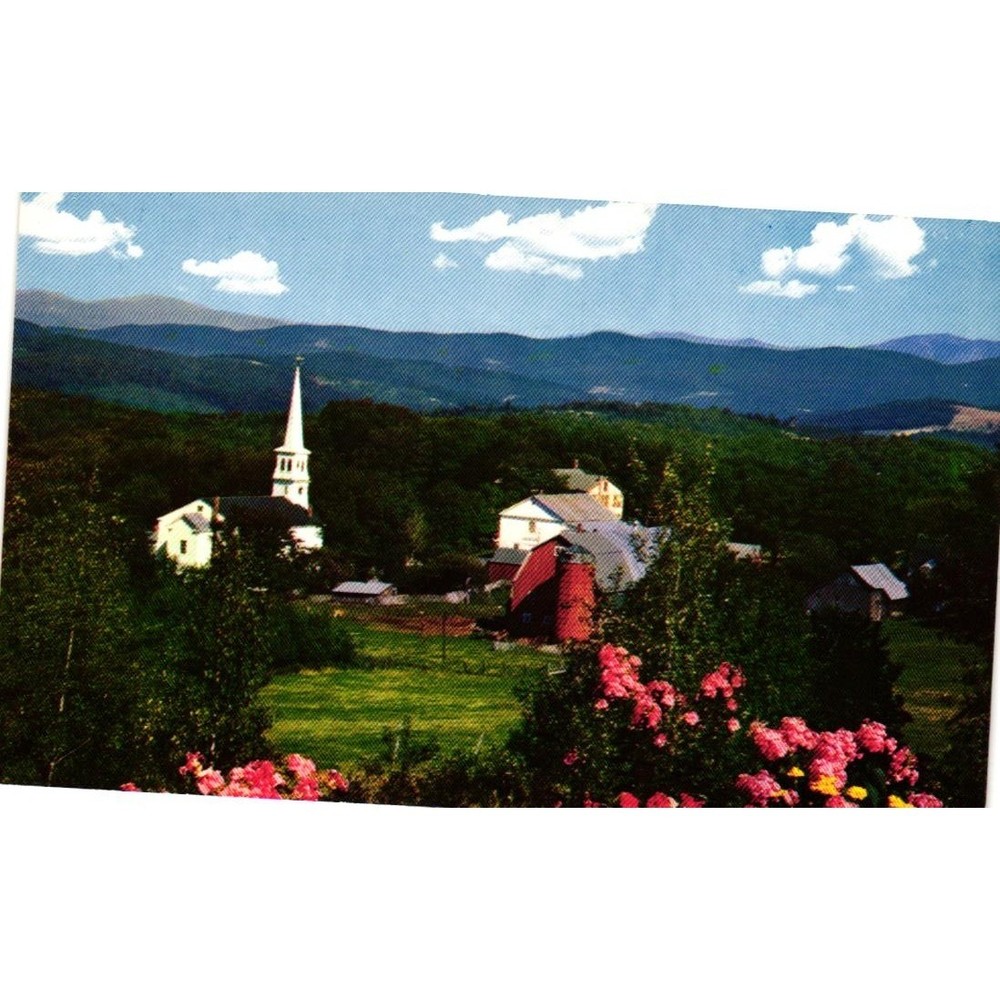 Village of Peacham Vermont Scenic View Green Mountains Vintage Postcard