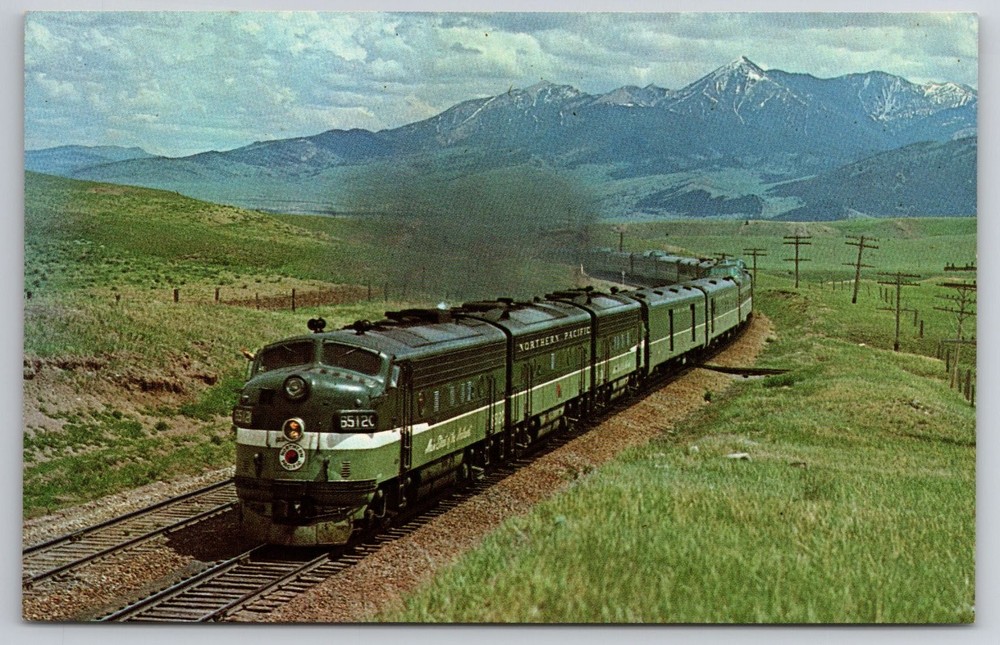 Northern Pacific Vista-Dome North Coast Limited Train Rocky Mountains Postcard