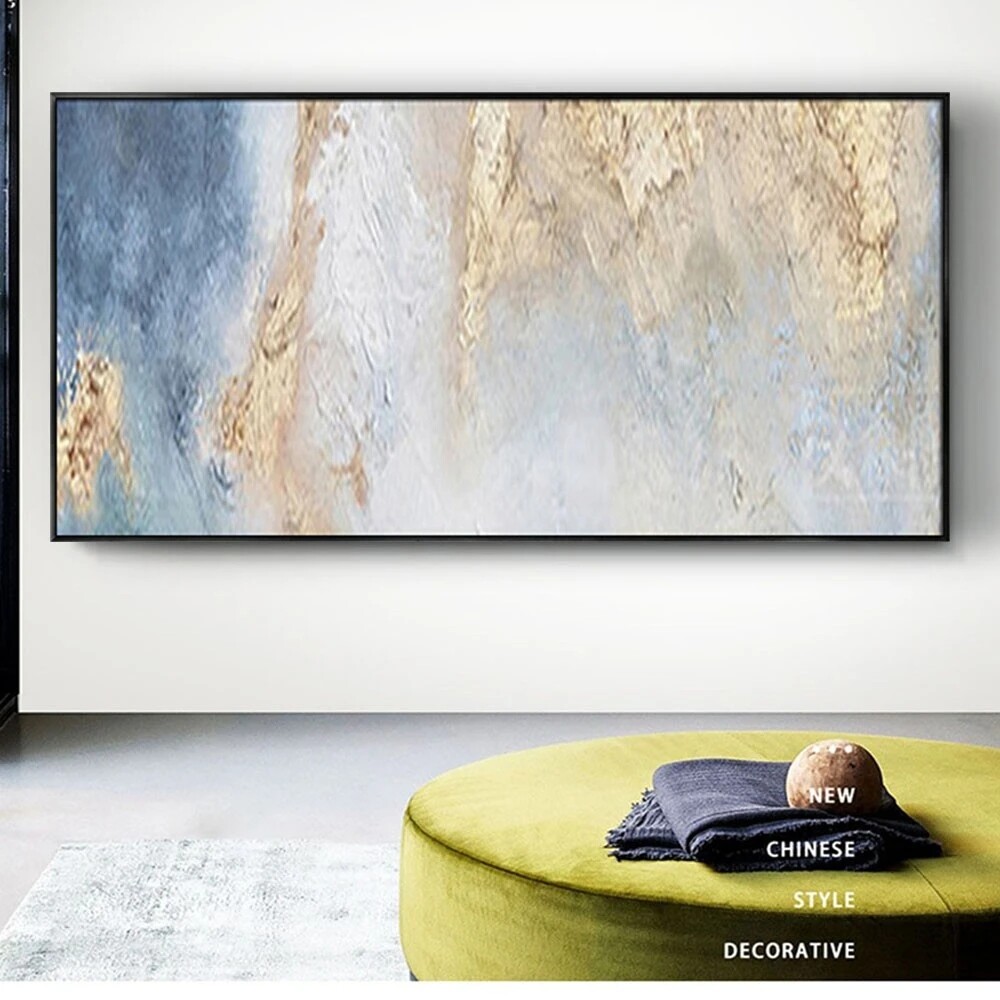 Living Room Wall Picture Nordic Style Hand-Painted Oil Painting Gold Leaf