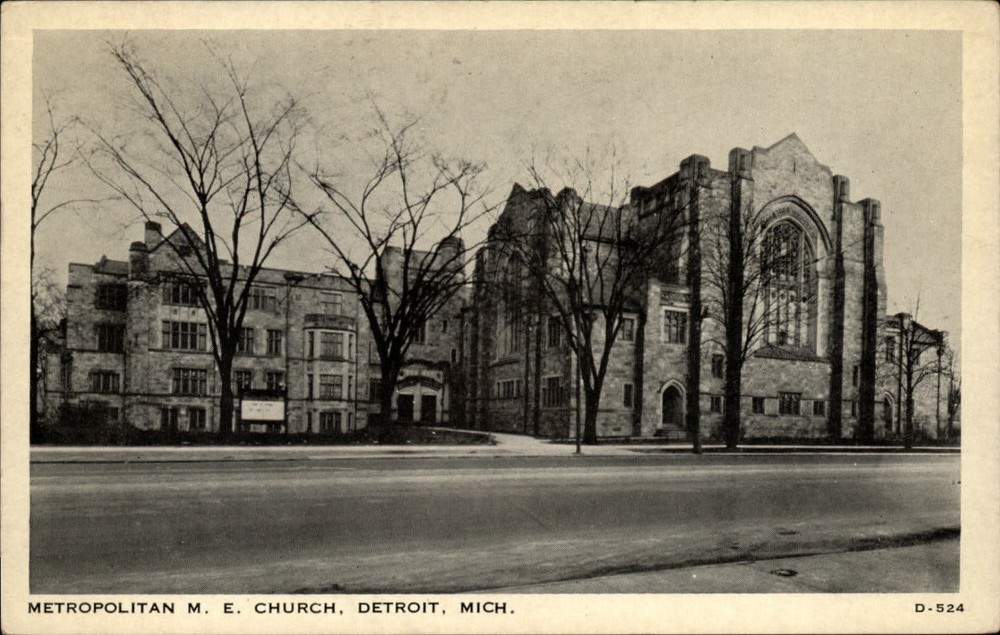 Metropolitan Methodist Episcopal Church Detroit Michigan ~ dated 1948 postcard