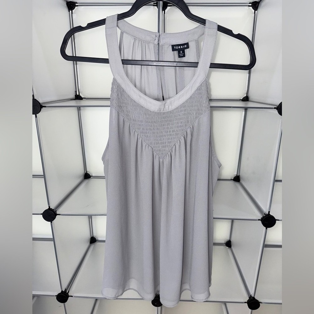 Torrid Women's Smocked Sleeveless Chiffon Top Grey Size 0X