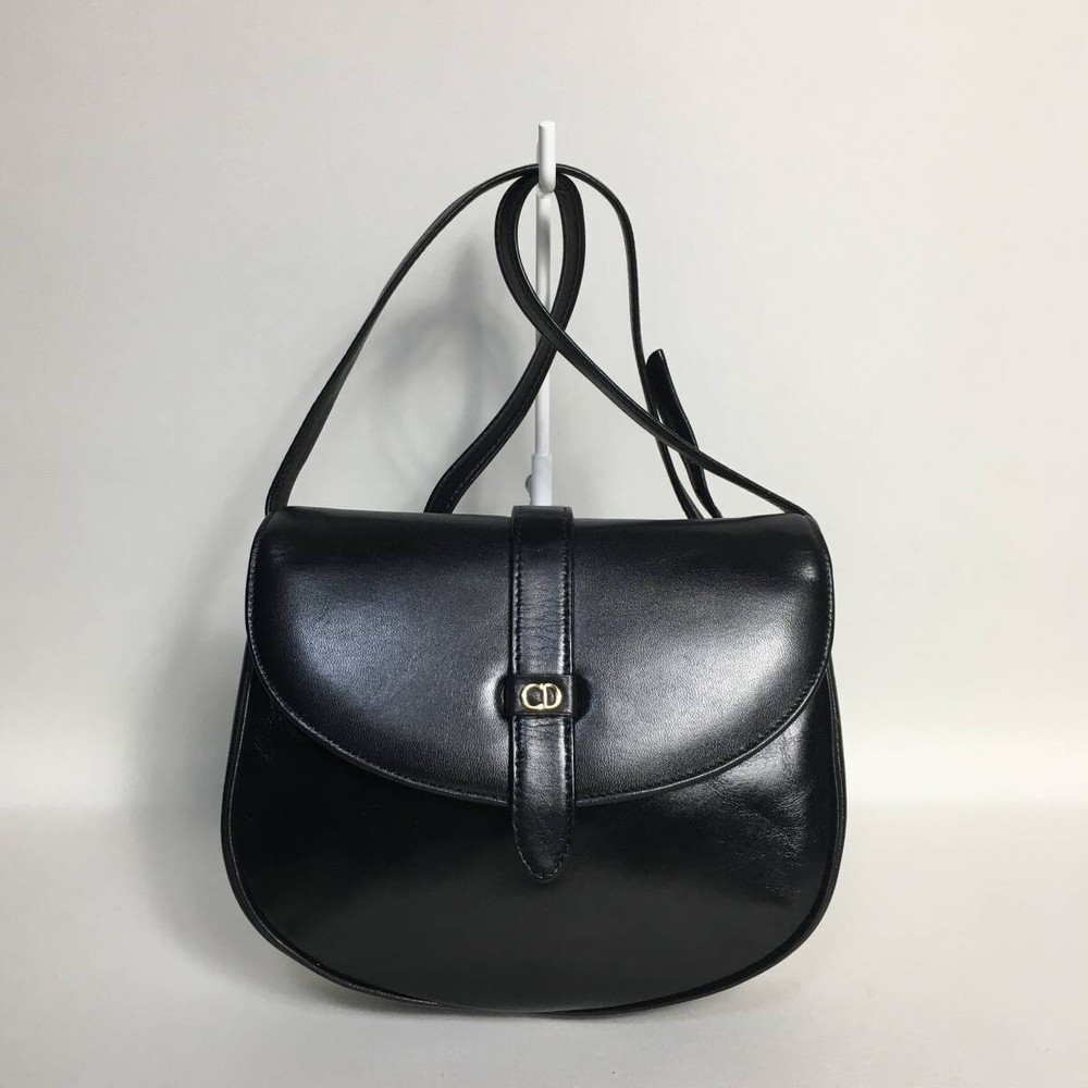 Excellent condition Christian Dior Leather Shoulder Bag Black CD Logo