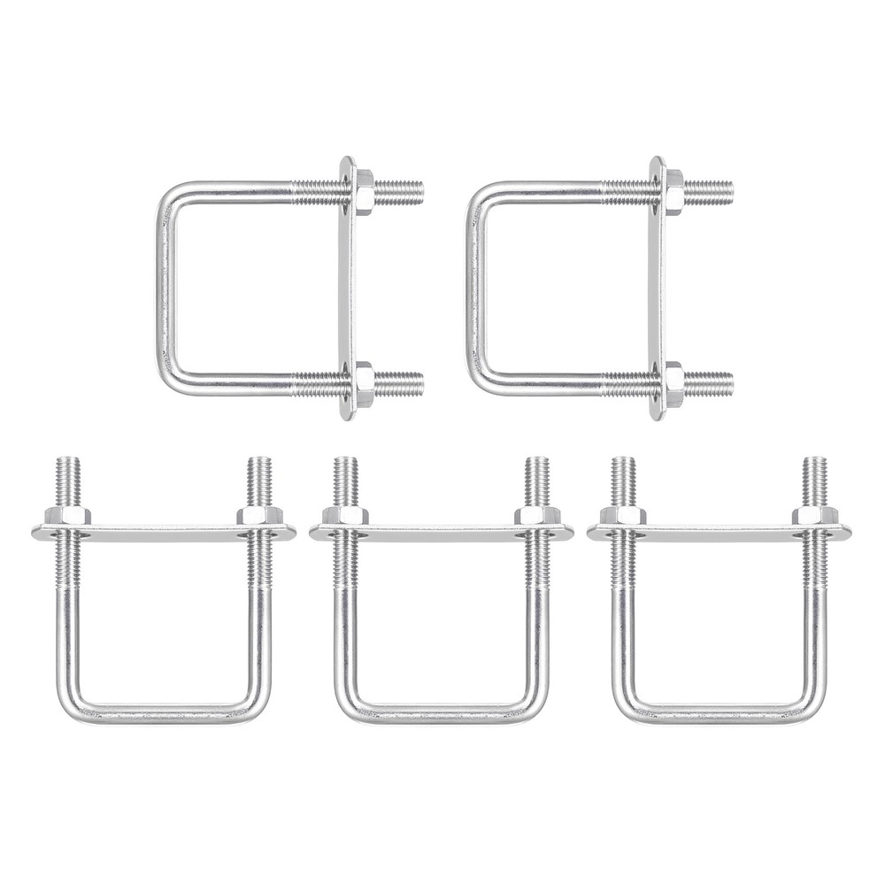 M8x50x80mm(DxWxL) Square U Bolt - 5Pack - Good for Pipe - 304 Stainless Steel