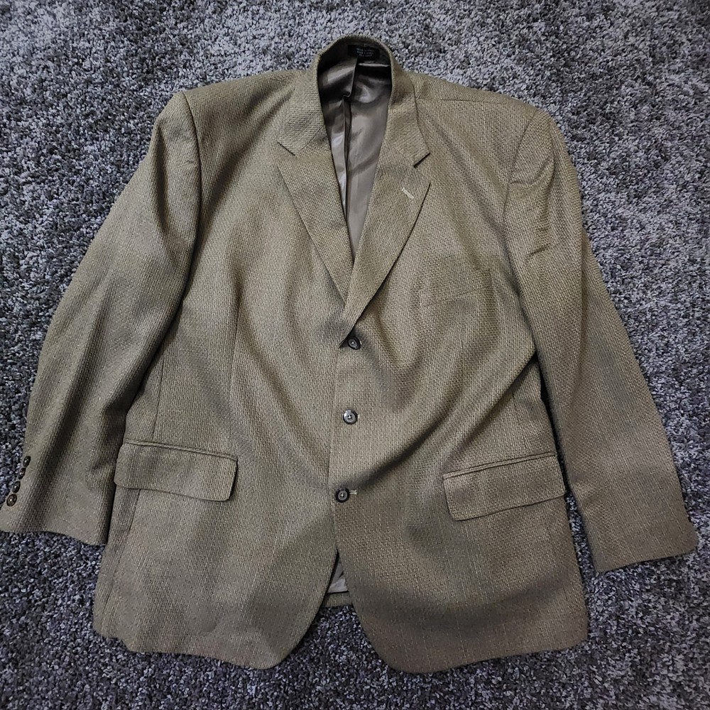 VTG Stafford Silk Wool 3-Button Sport Coat Blazer Men's 46R Brown Textured GUC