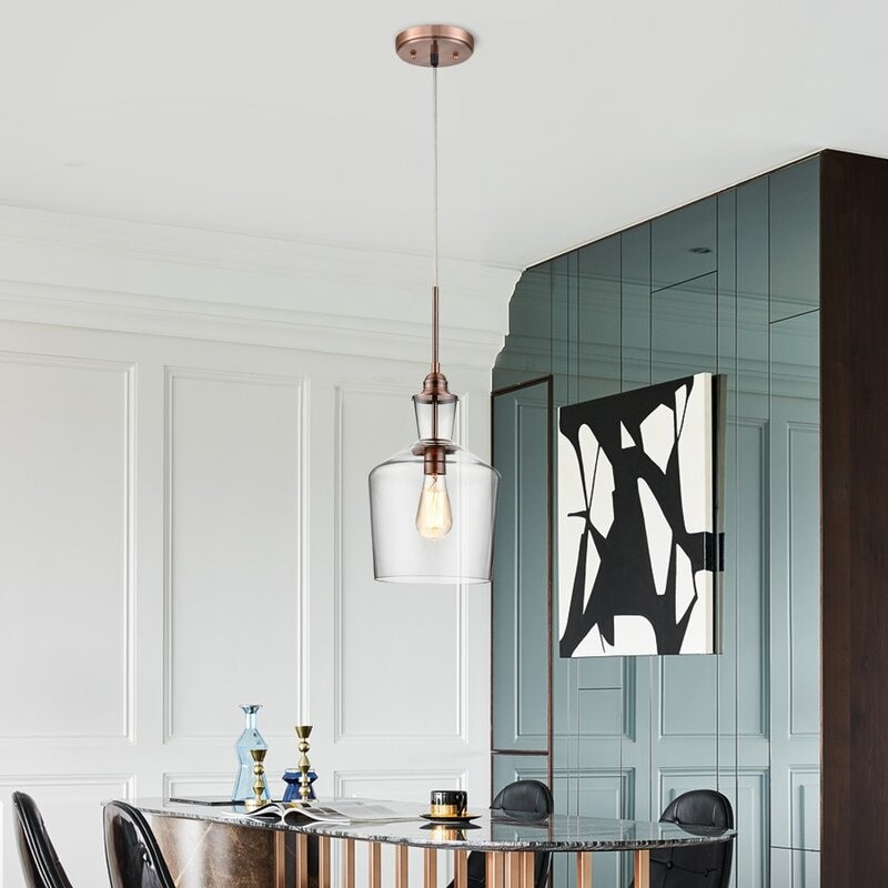 Maxax 1-Light Glass Shade Pendant Light MX19038-1-P